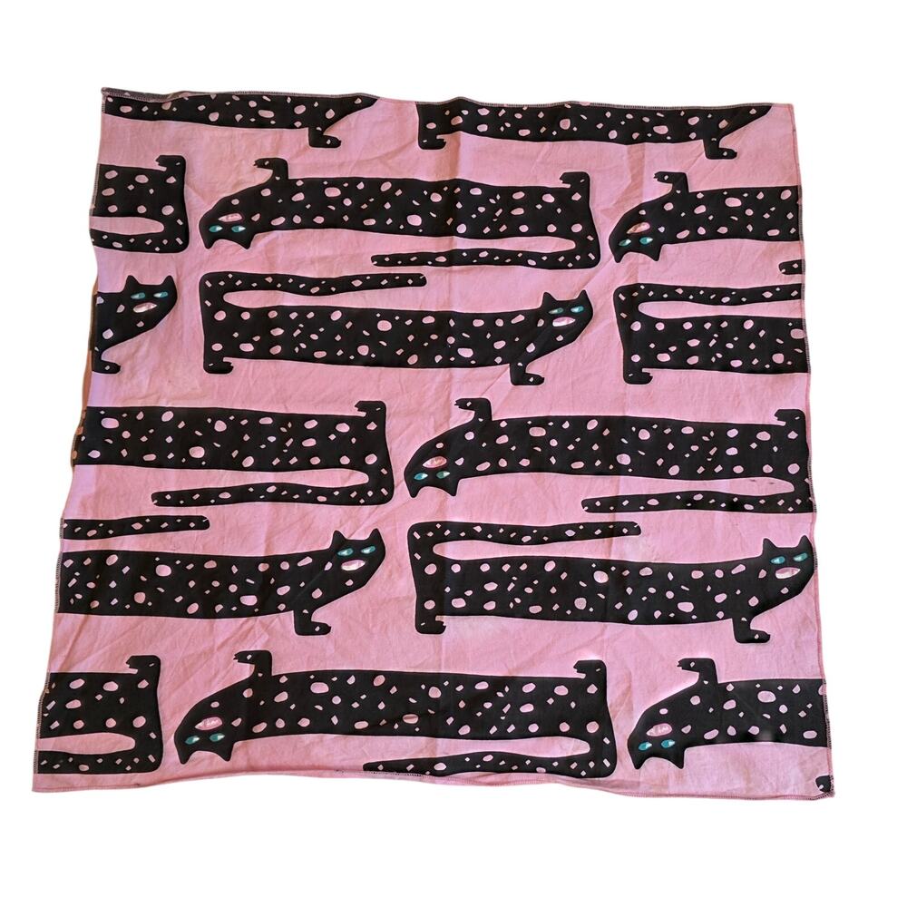 Pink Cat All Over Novelty Print Bandana Artsy